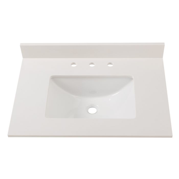 Cahaba CAVT0218 Vanity Top 31 in. x 22 in. Winter White Engineered Stone 8 in. Faucet Spread