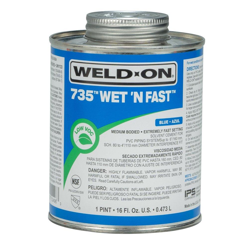 Weld-On 12496 735 16 oz. Fast Set Plastic Blue Pipe Cement