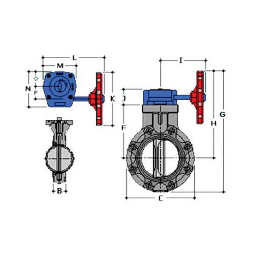 Spears 722321-060 6 PVC Butterfly Valve EPDM W/Gear OP