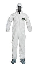 DuPont NB122SWH4X002500 ProShield 50 Hooded Coveralls w/Attached Boots and Elastic Wrists, White, 4X-Large