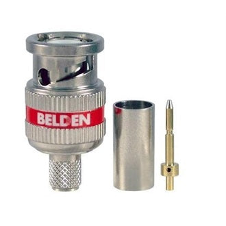 Belden 1505ABHD3 BNC Crimp Connector, 6GHz, RG-59, Red, 3-Piece