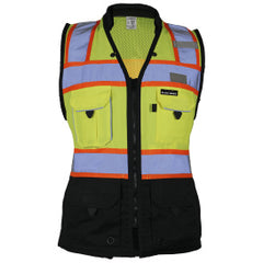 Kishigo S5021L Premium Black Series LG Lime Women's Heavy Duty Surveyors Vest
