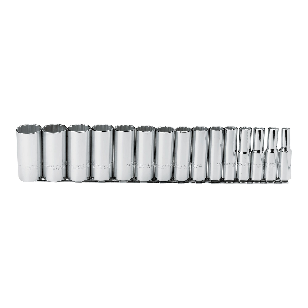 PROTO J54107 Proto 1/2 Drive 15 Piece Deep Socket Set - 12 Point