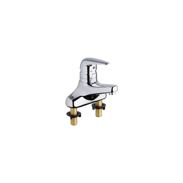 CHICAGO 5425 420 Series One-Handle Centerset Lavatory Faucet, With Vandal Proof Lever Handle, Thermostatic Ceramic Cartridge (With Check Valve & Scald Protection), Econo-Flo Spray, Polished Chrome, 0.5 GPM