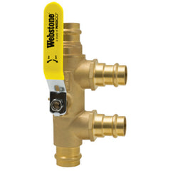 Webstone H-88654 1-1/4 x 1 Press Non-Potable Pro-Pal Primary/Secondary Loop Purge Tee, Full Port Forged Brass Ball Valve, w/ Reversible Handle, & Adjustable Packing Gland