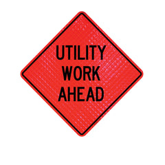 Cortina Safety Products 07-800-4046-L 48 Roll-up Temporary Traffic Control Sign Orange Super Bright Utility Work Ahead