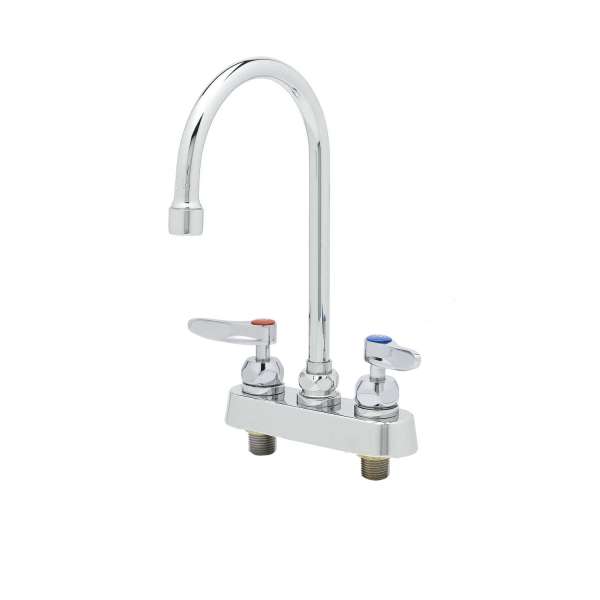 T&S Brass B-1141-CR Workboard Faucet, 4 Deck Mount, Ceramas, Swivel Gooseneck, 2.2 GPM Aerator