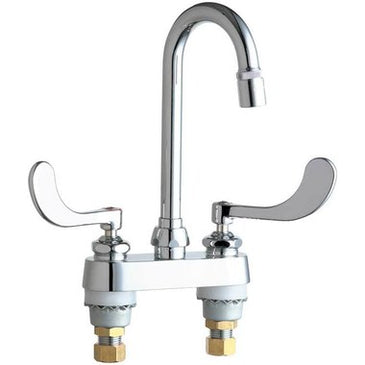 CHICAGO 895-317ABCP 895 Series Two-Handle Centerset Lavatory Faucet, Gooseneck, Wristblades, Chrome Plate, 2.2 GPM