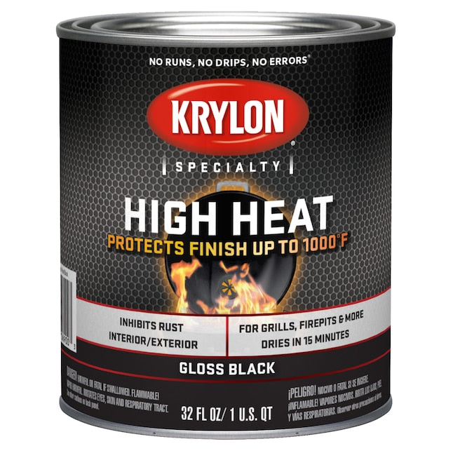 Krylon K05300777 High Heat Brush On Paint 1 qt Pail Black Gloss