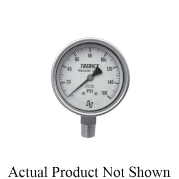 Trerice 700LFSS4004LA100 700 Industrial Pressure Gauge, 0 to 100 psi Pressure, 1/2 in MNPT Connection, 4 in Dia Dial