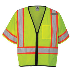 Kishigo 1565SM Economy Series SM/MED Lime Class 3 Single Pocket Contrasting Mesh Vest