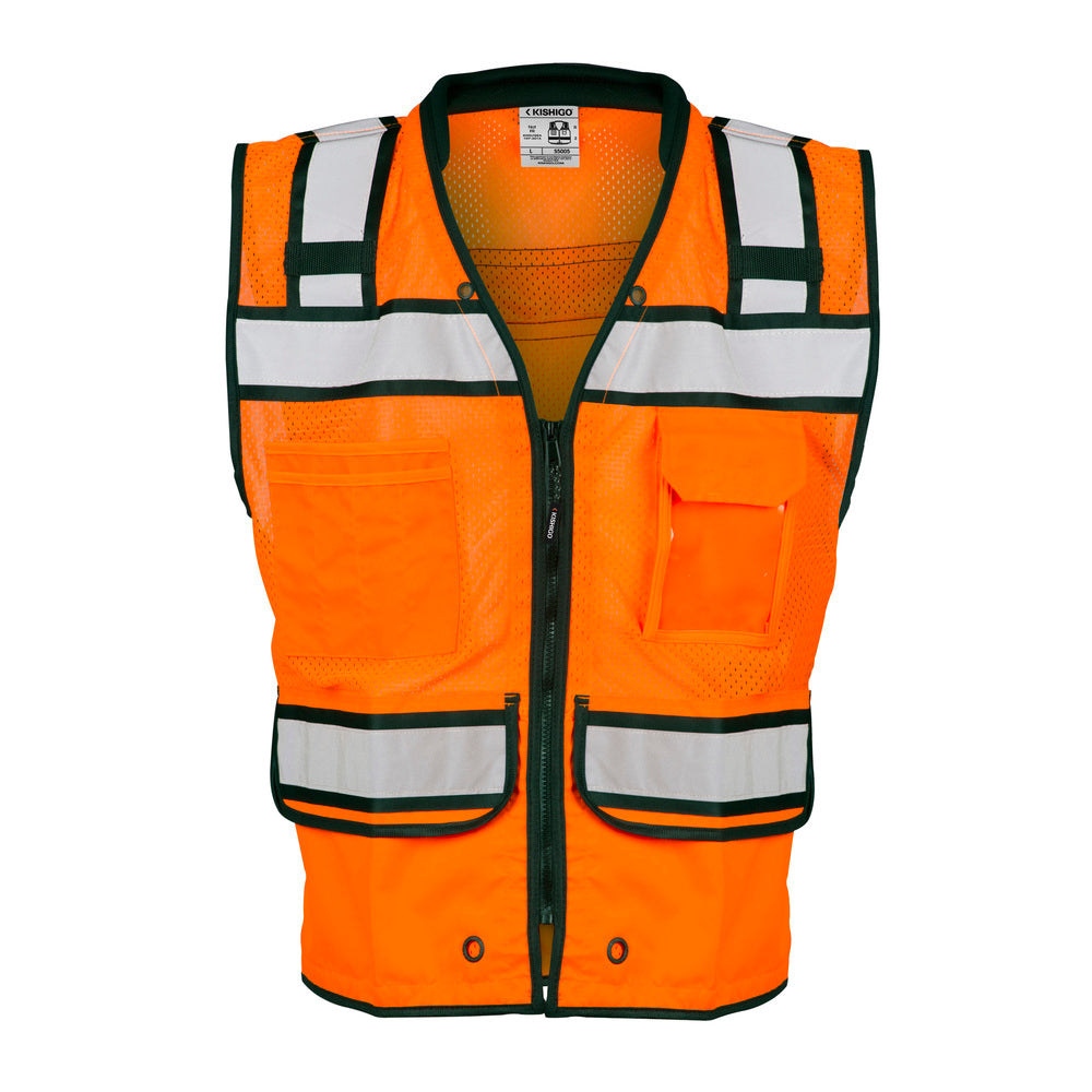 Kishigo S5005M Med Orange Class 2 High Performance Surveyors Zipper Safety Vest