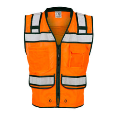 Kishigo S5005M Med Orange Class 2 High Performance Surveyors Zipper Safety Vest