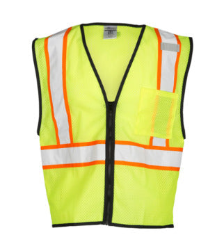 Kishigo 1527LXL Lg-Xl Single Pocket Contrasting Lime Class 2 Mesh Vest