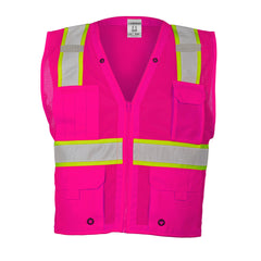 Kishigo B107LXL L/XL Pink Enhanced Visibility Multi-Pocket Mesh Vest
