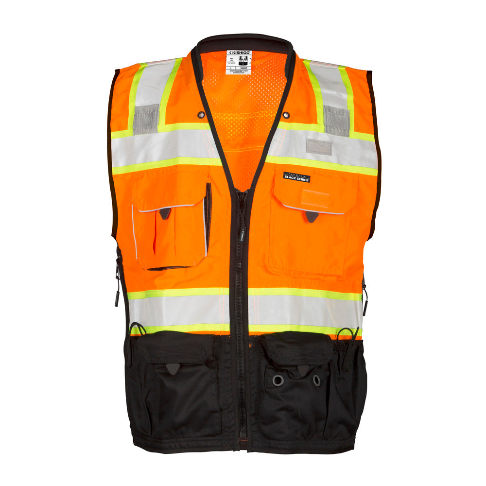 Kishigo S5003M Premium Black Series M Orange Surveyors Vest