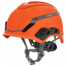 MSA 10194797 V-Gard H1 Safety Helmet Fas-Trac III Pivot Ratchet Novent Orange