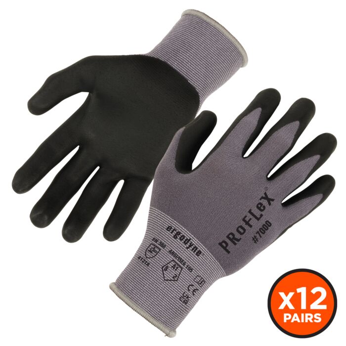 Ergodyne 10363 ProFlex 7000 Nitrile Coated Gloves Microfoam Palm Pack 12