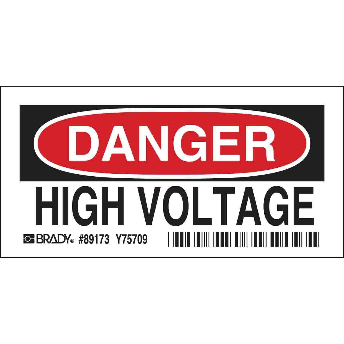 Brady 84875 Chem & Haz Material Sign High Volt. 3.5 H x 5 W