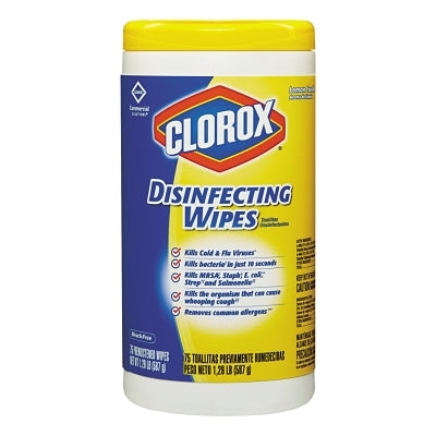 Clorox CLO15948EA Disinfecting Wipes 7 x 8 Lemon Fresh 75/Canister