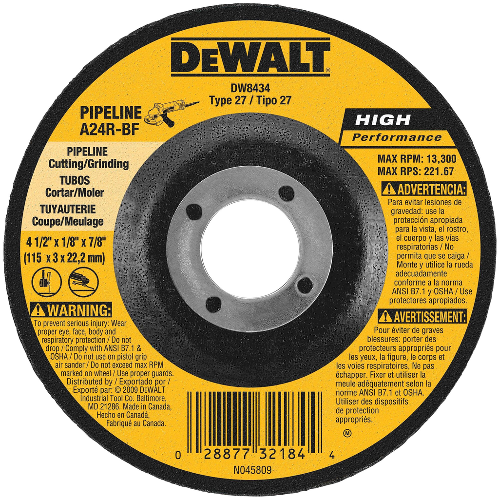 DeWalt DW8434 4-1/2 x 1/8 in High Performance Grinding Wheel