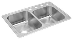 Elkay DXR250R1 Dayton Stainless Steel 33 x 22 x 8-3/16 Offset Double Bowl Drop-in Sink