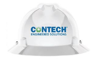 MSA 475369BL44325F V-Gard White Full Brim Hard Hat with Fas-Trac Suspension and Contech Logo