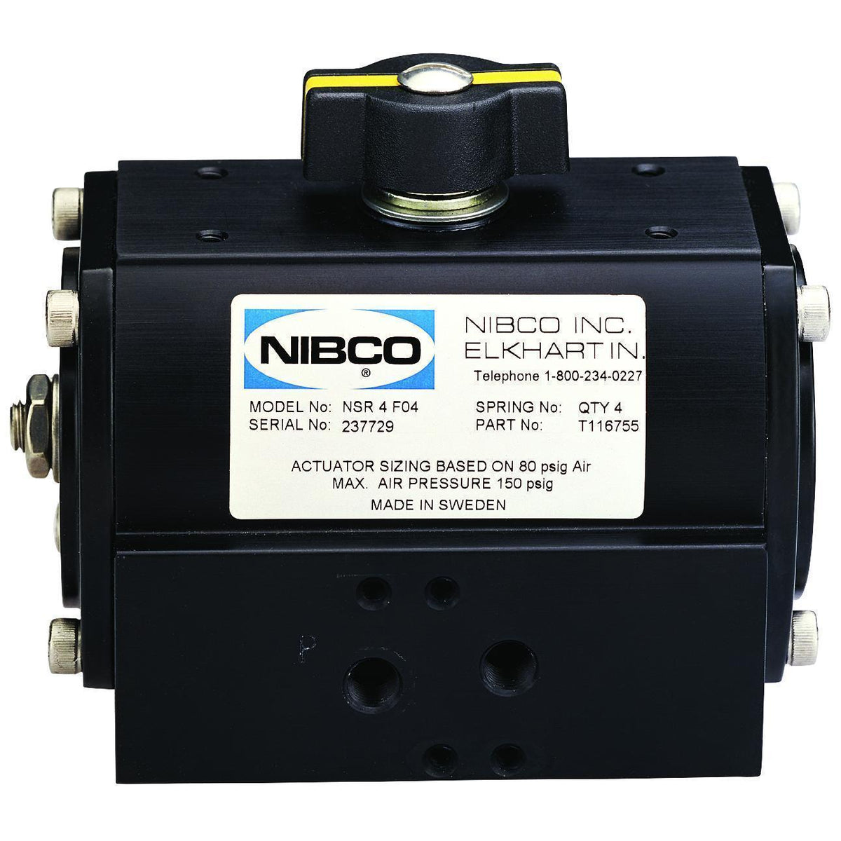 NIBCO T116760 NDA20 Double Acting Pneumatic Actuator Aluminum Body Import