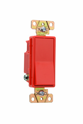 Pass & Seymour 2621-RED Single Pole, Back and Side Wire, Decorator Switch, 20 amps, 120/277V -Red