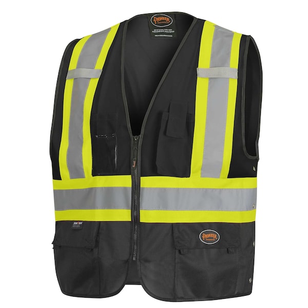 Pioneer V1021571U-L/XL 135AU Safety Vest, L/XL, Black