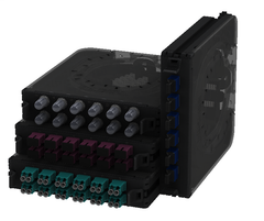 Belden FC3X06LDFS Faceplate and Panel Splice Cassette, 12-Fiber, 6-LC Duplex Port, 8.74 Length x 6.34 Width x 1.3 Height, Aqua Connector, Black Plastic Assembly, For Fiber Express Solution