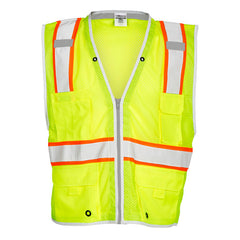 Kishigo 1510L Class 2 Premium Brilliant Series Heavy Duty Vest with Content C-1464 Logo, Lime, Large