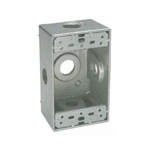 BWF B75-22XV Type X 1-Gang Weatherproof Outlet Box, Number Of Outlet: 5, Material: Metal, Size: 3/4 IN