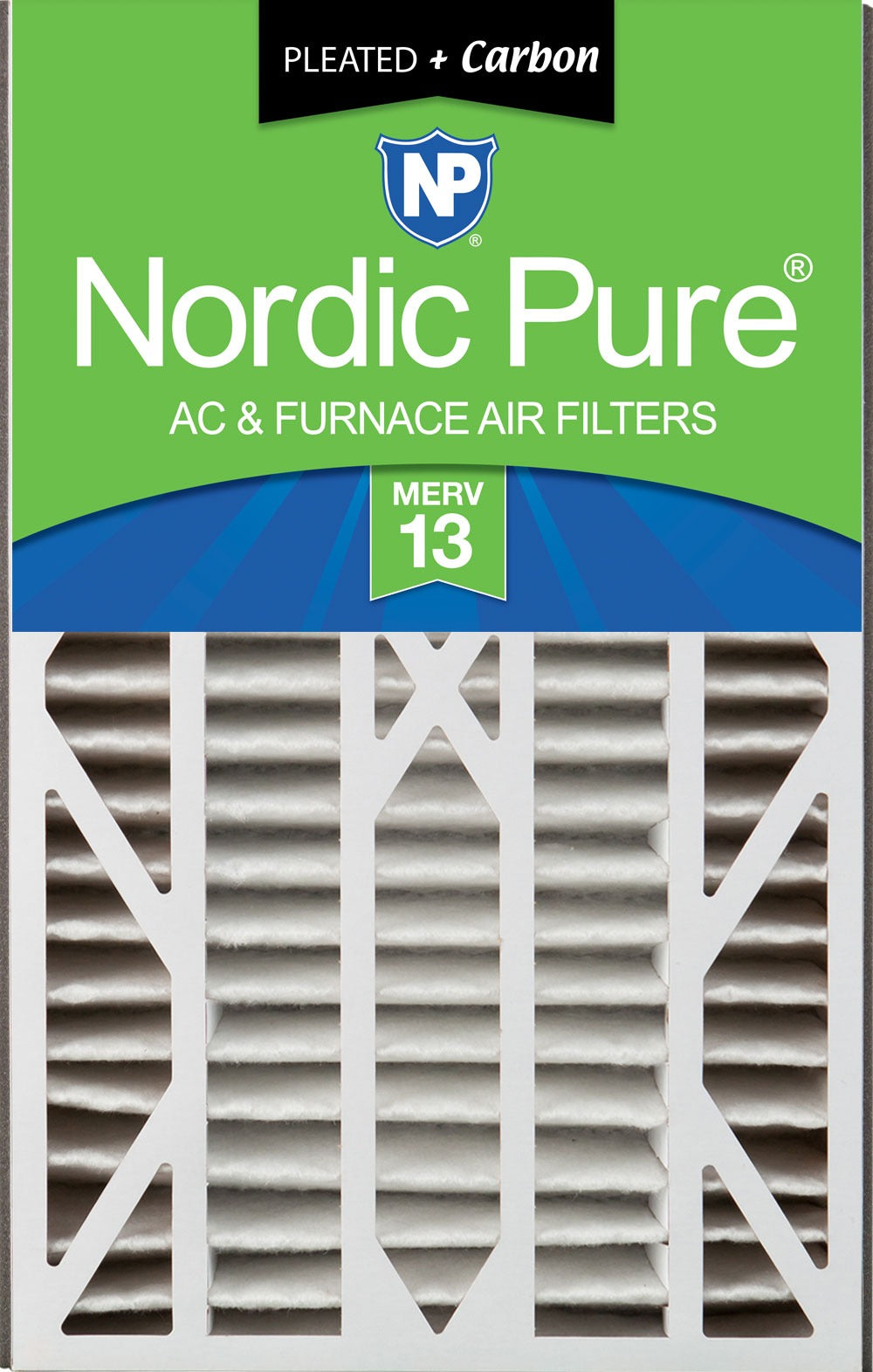 NORDIC PURE Nordic Pure 16x25x3ABM13+C-1 Merv 13 Carbon Air Filter