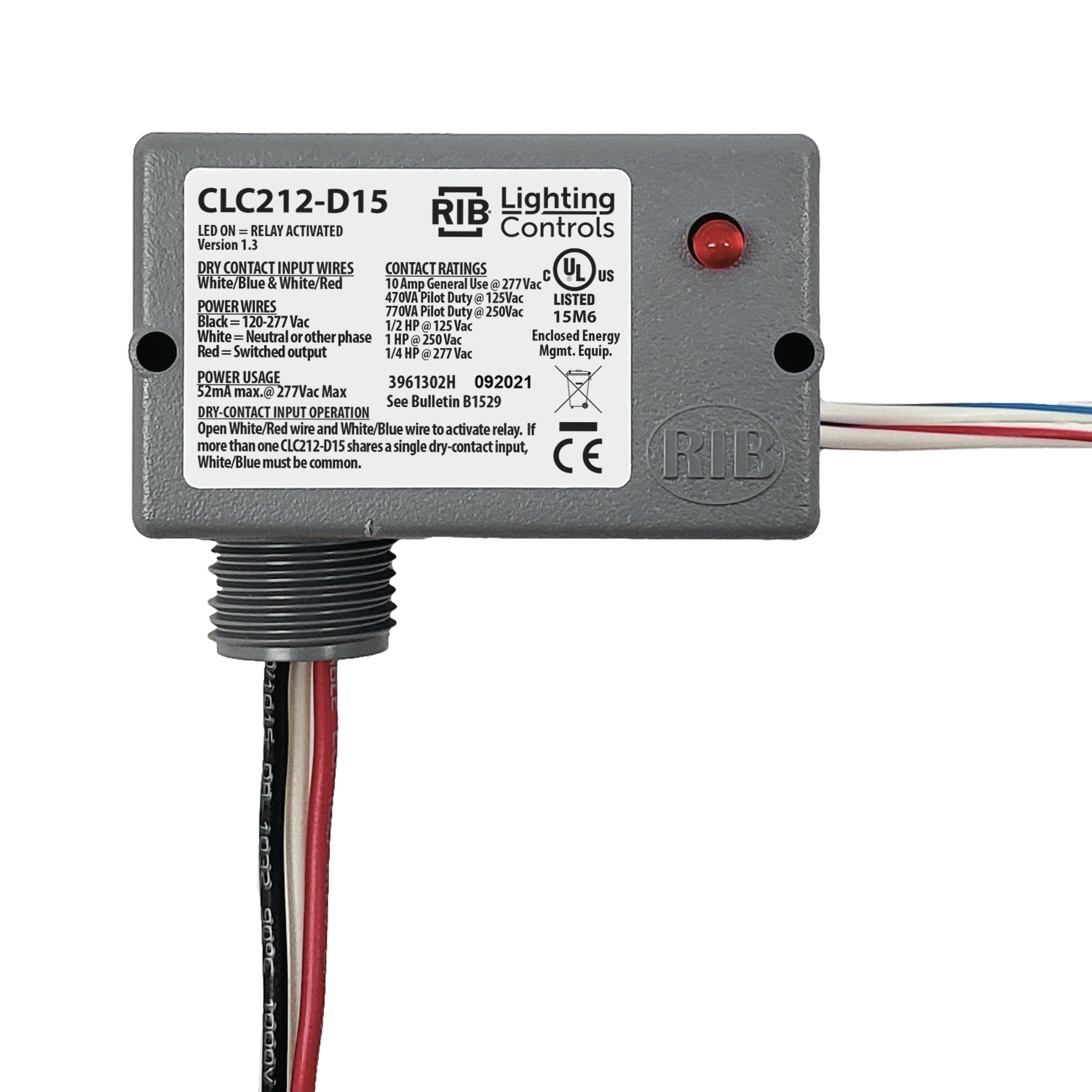 FUNCTIONAL DEVICES Functional Devices CLC212-D15 Enclosed Light Controller Relay 10 Amp SPST 120-277 Vac Power
