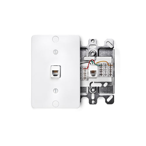 Leviton 40253-W Telephone Wall Phone Jack, 6P4C, Quick Connect, White