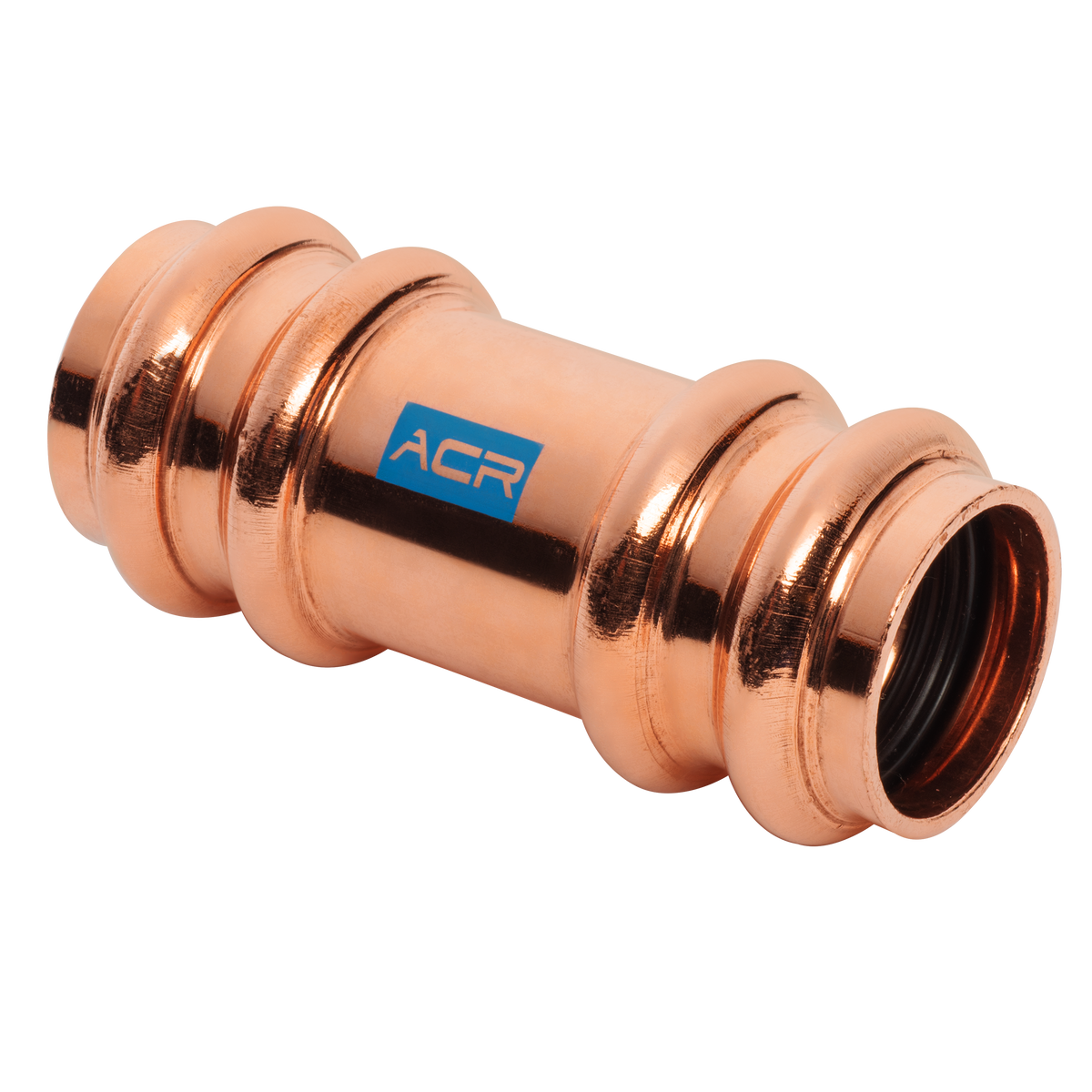 Mueller RP10147 ACR Press Copper Coupling, 0.08 x 1-1/8 OD (P x P) Staked Stop