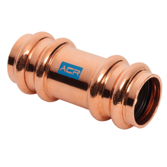 Mueller RP10147 ACR Press Copper Coupling, 0.08 x 1-1/8 OD (P x P) Staked Stop