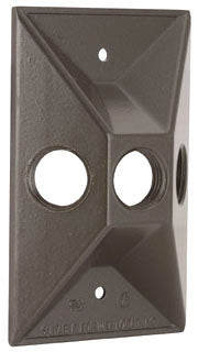 Raco 5189-2 Powder Coated Die Cast 1-Gang Three Threaded Outlets Cluster Cover 4-19/32 Inch x 2-27/32 Inch