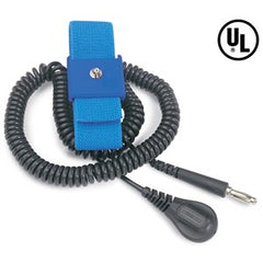 Desco 09070 Adjustable Locking Clasp Wrist Strap with Cord, Universal, 4 mm Stud Snap, 6 ft Coiled Cord