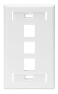 Leviton 42080-3WS Single-Gang QuickPort Wall Plate with ID Windows, 3-Port, White