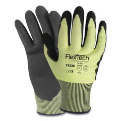 Wells Lamont Y9236L FlexTech Hi-Viz Yellow Sandy Nitrile Palm Cut Glove, Large