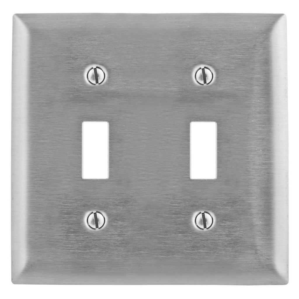 Hubbell Wiring Device-Kellems SS2L 2-Gang Stainless Steel 2-Toggle Switch Wallplate