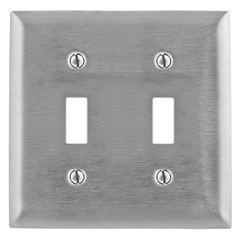 Hubbell Wiring Device-Kellems SS2L 2-Gang Stainless Steel 2-Toggle Switch Wallplate