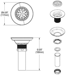 Elkay LK18B 3-1/2 Drain Type 304 Stainless Steel Body Strainer and Tailpiece