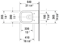 Duravit 2222098992 Happy D.2 Rectangular Toilet Bowl in Anthracite with Anthracite Matte