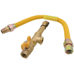 Webstone H-22443-24-FP Gas Sediment Trap Kit Forged Brass Full Port Gas Ball Valve w/ 3 Tee Fitting, Cap & 24 x 3/4 Gas Flex Line