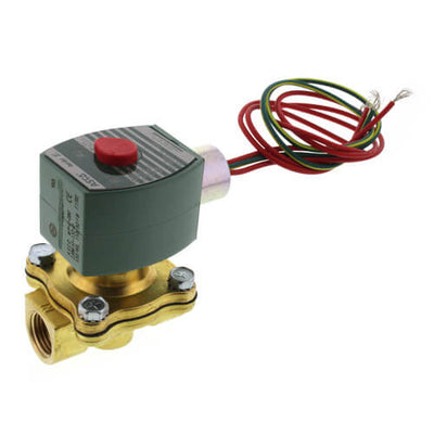 ASCO CONTROLS 8210G007 120/60 110/50VAC 1/2 NPT. 2 Way N.C. Brass Solenoid Valve For Air Water Light Oil 300 PSI Max. 5 PSI Min.