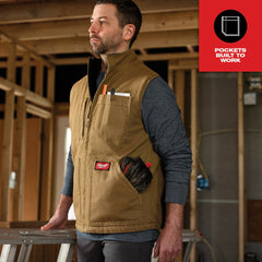 Milwaukee 801BR-L Heavy Duty Sherpa-Lined Vest - Brown L