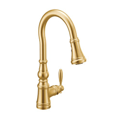 Moen S73004BG Weymouth Single Handle Pull Down Kitchen Faucet in Brushed Gold